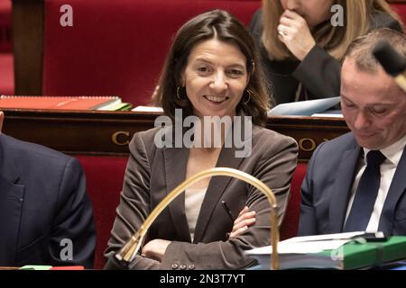 Die französische Staatssekretärin für Europa, Laurence Boone, nimmt am 07. Februar 2023 an einer Fragestunde an die Regierung in der französischen Nationalversammlung in Paris Teil. Foto: David Niviere/ABACAPRESS.COM Stockfoto