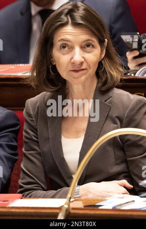 Die französische Staatssekretärin für Europa, Laurence Boone, nimmt am 07. Februar 2023 an einer Fragestunde an die Regierung in der französischen Nationalversammlung in Paris Teil. Foto: David Niviere/ABACAPRESS.COM Stockfoto