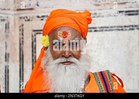 Indischer Heiliger Mann, Sadhu, Jaipur, Indien Stockfoto