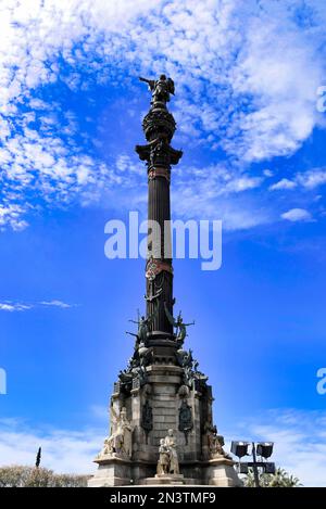 Denkmal A Colom, Kolumbus-Säule, Barcelona, Katalonien, Spanien Stockfoto