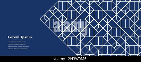 Abstraktes marineblaues weißes Quadrat, Hintergrund mit geometrischer Textur, Polygonmuster, Netzwerkkonzept Stockfoto
