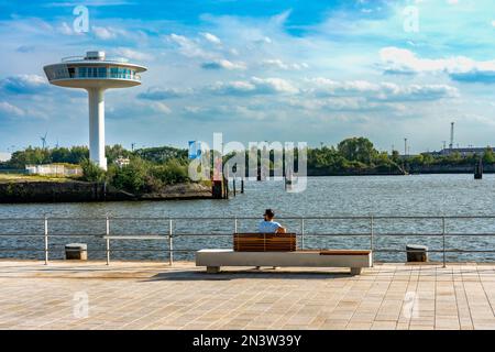 Trendsetter Leben in Lighthouse Zero auf dem Dach von Baakenhoeft, Hamburg, Deutschland Stockfoto