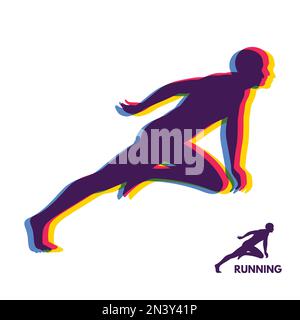 Silhouette einer laufender Mann. Design für den Sport. Emblem für Marathon und Joggen. Vector Illustration. Stock Vektor