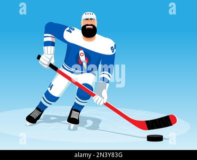 Hockeyspieler in blauer Uniform Stock Vektor