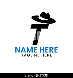 „T Herren hat Logo“-Design-Konzept mit Cowboy hat Icon Template Stock Vektor
