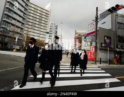 Japanische Highschool-Schüler in Nagoya, Japan. Stockfoto