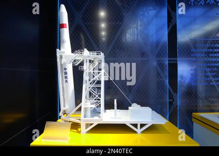 YANTAI, CHINA - 30. JANUAR 2023 - Im Haiyang Oriental Spaceport in Yantai, der ostchinesischen Provinz Shandong, Wird Ein System zur Unterstützung von Seereisen gesehen. Stockfoto