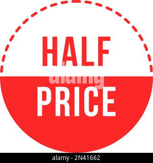 Rotes, einfaches Abzeichen zum halben Preis Stock Vektor