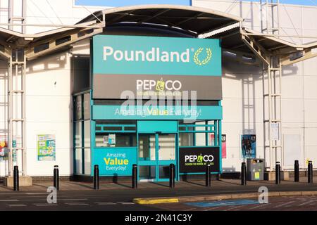 Poundland ist eine britische Varieté-Ladenkette, die 1990 gegründet wurde. Stockfoto