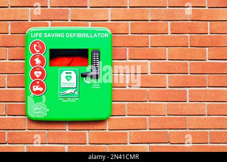 Defibrillator, London, Großbritannien Stockfoto