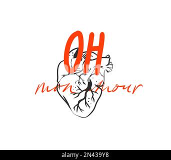 Handgezeichneter Vektor abstrakte Grafik Valentinstag Designelemente, abstraktes realistisches Herzskizzensymbol. Leitsymbol „Love Design Concept Outline“ Stock Vektor