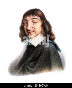 Portrait de René Descartes d'apres Charles Paulin Francois Matet Stockfoto