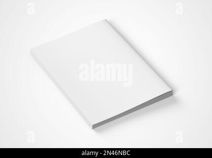 A4 Advertising Magazine Broschürenmodell 3D Rendering White Background (Weißer Hintergrund) Stockfoto