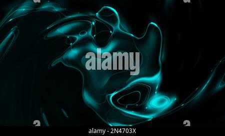 Abstrakter, glänzender digitaler Flüssigkeitshintergrund. Verdrehter flüssiger 3D-Hintergrund. Stockfoto