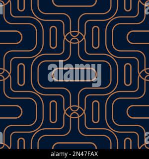 Abstraktes, nahtloses Schwarzweißmuster im Art déco-Stil Formen den Hintergrund Stock Vektor