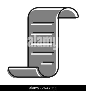 Symbol für linear gefülltes graues Symbol. Blättern Sie Auf Papier. Papyrus-Papier Aufgerollt. Abschluss Und Unterzeichnung Des Übereinkommens Auf Dem Papier. Einfacher Schwarzweiß-Vektor Stock Vektor