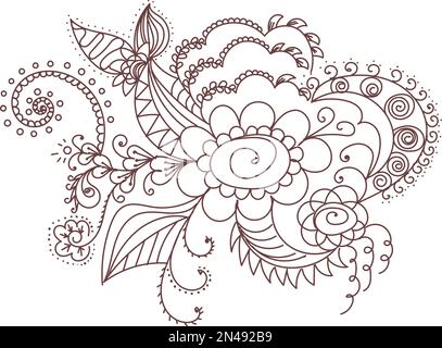 Abstraktes Blumenmuster zur Mehendi-Henna-Tattoo-Körperkunstdekoration Stock Vektor