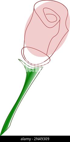 Konturierte Ikone mit Rosenblumen in flacher Form und abgestuften Formen Stock Vektor