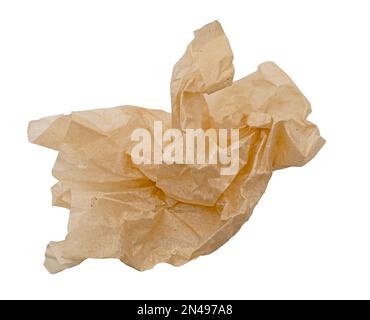 Zerknitterte Pergamentpapierkugel zum Einbacken isoliert auf Weiß Stockfoto