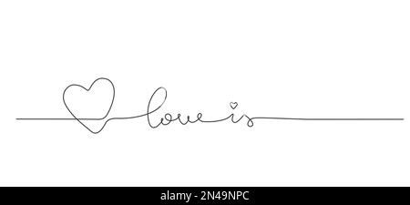 Banner für Linienbeschriftung. Vektordarstellung der minimalistischen schwarzen Kontur am Valentinstag. Stock Vektor