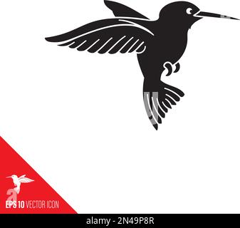 Kolibri-Vektorglyphensymbol mit der Maus bewegen Stock Vektor