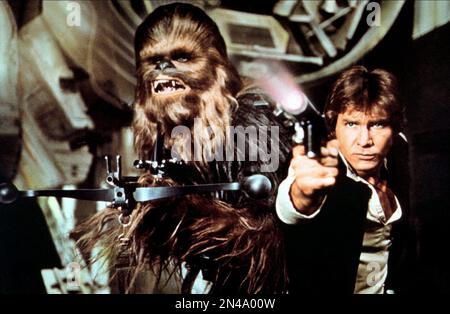 Star Wars Star Wars Folge IV : Eine neue Hoffnung Peter Mayhew & Harrison Ford Chewbacca & Han Solo Stockfoto