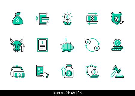 Wirtschaft und Finanzen – Symbole im modernen Liniendesign Stock Vektor