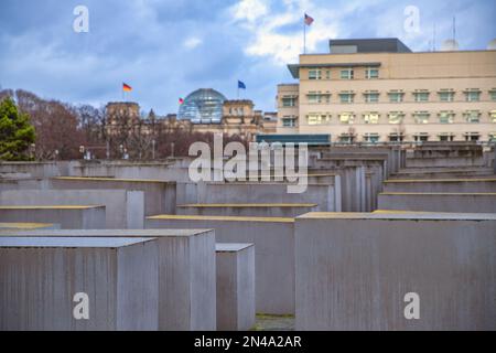 Holocaust-Mahnmal in Berlin, Deutschland. Stockfoto