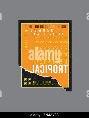 Tom Poster Summer Beach Vibes Tropical Typography Retro Grunge Graphic T-Shirt Stock Vektor