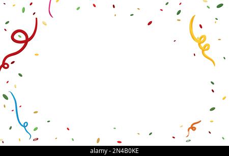 Vorlage mit bunten Luftschlangen und Konfetti-Dusche und leerem Platz für Party- und Festtagsbotschaften. Stock Vektor