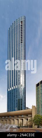 Boston Back Bay: Belvidere/Dalton Towers, One Dalton, ist Bostons dritthöchstes Gebäude. Der blaue Glasturm enthält ein Hotel und Ferienwohnungen. Stockfoto