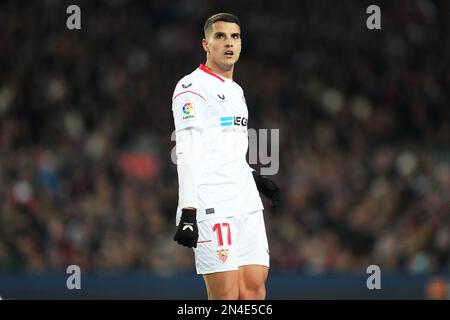 Erik Manuel Lamela vom FC Sevilla während des Spiels La Liga zwischen dem FC Barcelona und dem FC Sevilla im Spotify Camp Nou Stadium am 5. Februar 2023 in Barcelona, Spanien. (Foto: Bagu Blanco / PRESSIN) Stockfoto