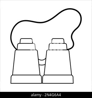Vektorfernglas in Schwarz und Weiß. Positionssymbol für aktive Fahrgeräte oder Suchgeräte. Auf weißem Hintergrund isoliertes Reiseobjekt oder Fernglas Stock Vektor