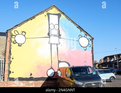 Straßenkunst von einem Parkplatz in der High Street, Cheltenham Stockfoto