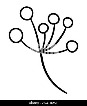 Vector schwarz-weißer Zweig mit Beeren. Umriss Herbstasch. Darstellung des Astes des Konturbaums isoliert auf weißem Hintergrund. Wald für Stock Vektor