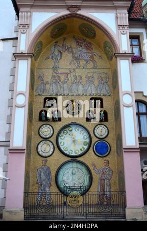 Astronomische Uhr, Olomoucký orloj, Rathaus, Olmütz, Tschechische Republik, Europa, UNESCO-Weltkulturerbe Stockfoto