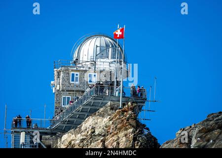 Das Sphinx-Observatorium auf dem Jungfraujoch in den Schweizer Alpen Stockfoto