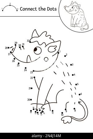 Vektor Punkt-zu-Punkt- und Farbenaktivität mit süßem Eber. Forest-Connect-das-Punkte-Spiel für Kinder mit Tieren. Waldmalseite für Kinder. Natur th Stock Vektor