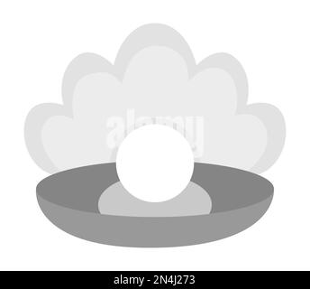 Vektorperle in Schale isoliert auf weißem Hintergrund. Ein wunderschönes Symbol für Meeresschmuck. Edelstein-Illustration Stock Vektor