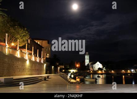 Franziskanerkloster der Gnaden in Hvar bei Nacht, Insel Hvar, Kroatien Stockfoto