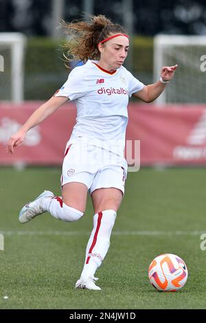 Rom, Latium. 08. Februar 2023. Benedetta Glionna of AS Roma während des Women Italy Cup-Spiels zwischen AS Roma Women und Pomigliano Women im Tre Fontane-Stadion in Rom, Italien, 08. Februar 2023 (Kreditfoto AllShotLive/Sipa USA) Guthaben: SIPA USA/Alamy Live News Stockfoto