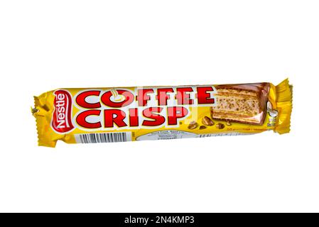 Coffee Crisp ist ein Schokoladenriegel, der in Kanada von Nestlé hergestellt und verkauft wird. Stockfoto