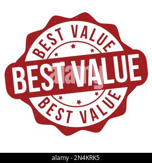 Etikett oder Stempel mit dem besten Preis-Leistungs-Verhältnis auf weißem Hintergrund, Vektordarstellung Stock Vektor
