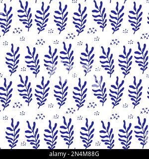Blau matisse-Form nahtloses abstraktes Blumenmuster. Blaues nahtloses Muster. Abstrakte matisse-Form für Dekorationsdesign. Stock Vektor