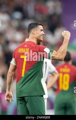 Lusail Stadium, Katar. 28. November 2022. Cristiano Ronaldo (Portugal) Gesten während des FIFA-Weltmeisterschafts-Qatar-2022-Spiels zwischen Portugal und Uruguay im Lusail Stadium. Endergebnis: Portugal 2:0 Uruguay. Kredit: SOPA Images Limited/Alamy Live News Stockfoto