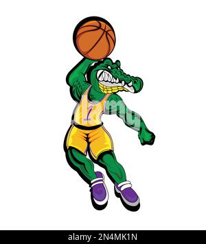 Krokodilmaskottchen Logo-Vektordarstellung auf weißem Hintergrund. Sport, Gaming, Fight. Pro-Vektor Stock Vektor