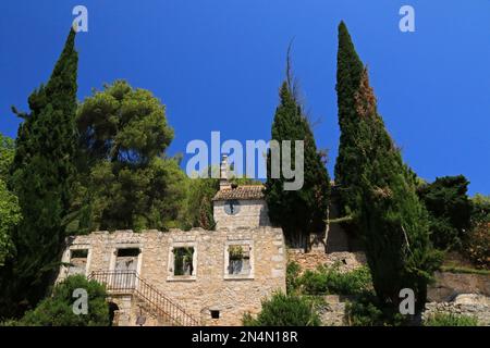 Malo Grablje, Little Grablje, Geisterdorf, verlassenes Dorf auf der Insel Hvar, Kroatien Stockfoto