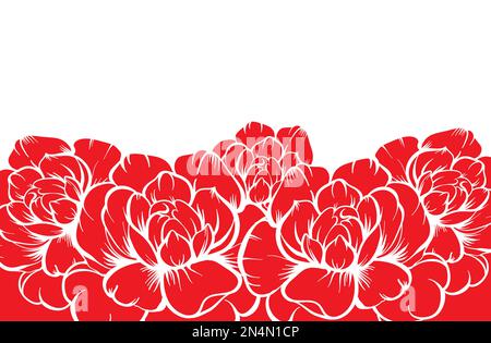 Polnische Nationalflagge mit abstrakten roten Blütenelementen. Vektor abstrakte Blume Polen Flagge Illustration. Stock Vektor