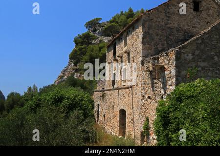 Malo Grablje, Little Grablje, Geisterdorf, verlassenes Dorf auf der Insel Hvar, Kroatien Stockfoto