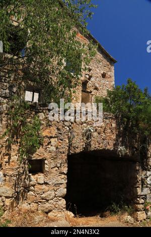 Malo Grablje, Little Grablje, Geisterdorf, verlassenes Dorf auf der Insel Hvar, Kroatien Stockfoto